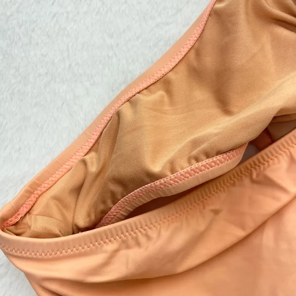 J.Crew‎ Ruched Bandeau One Piece Swimsuit Peach Orange Women's 4